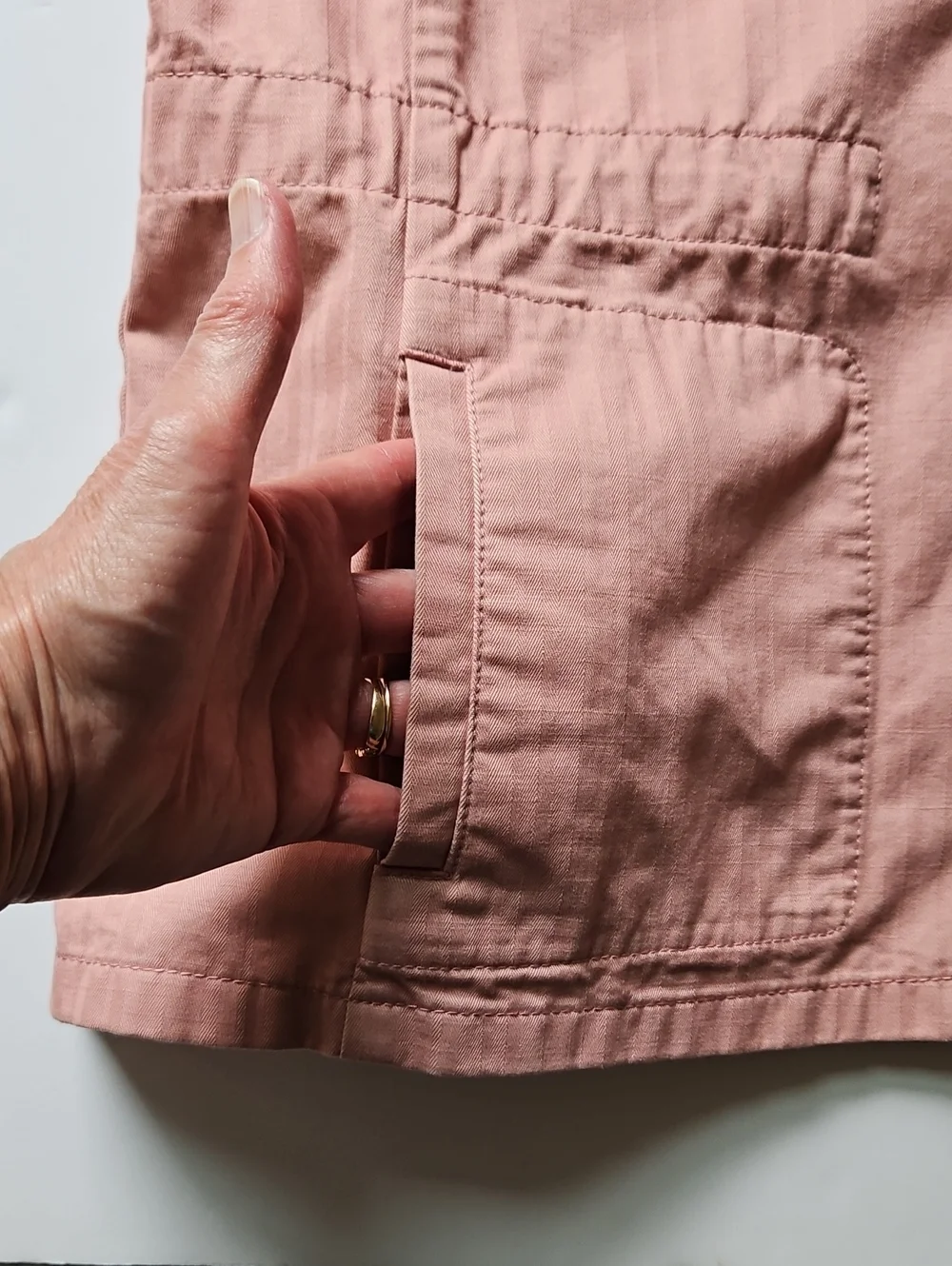 Talbots Safari Utility Jacket Adj Waist Cotton Twill Rose Pockets LG Layering